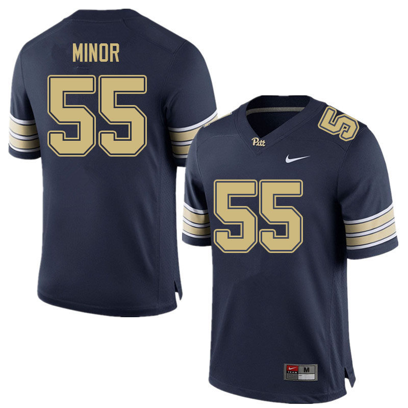 Men #55 Marcus Minor Pitt Panthers College Football Jerseys Sale-Navy